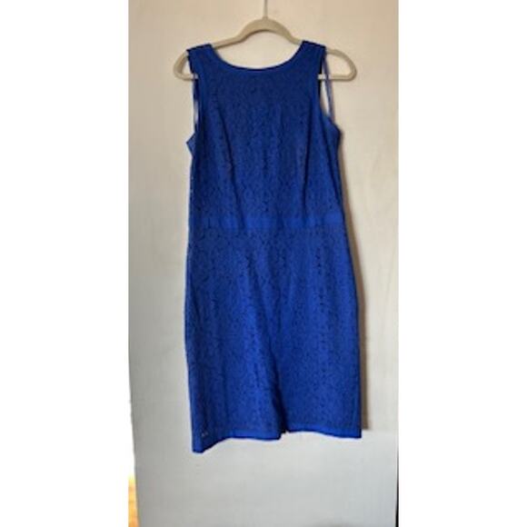 Ann Taylor Lace Sleeveless Fitted Sheath Dress Size 10 Beautiful Royal Blue - Picture 11 of 11